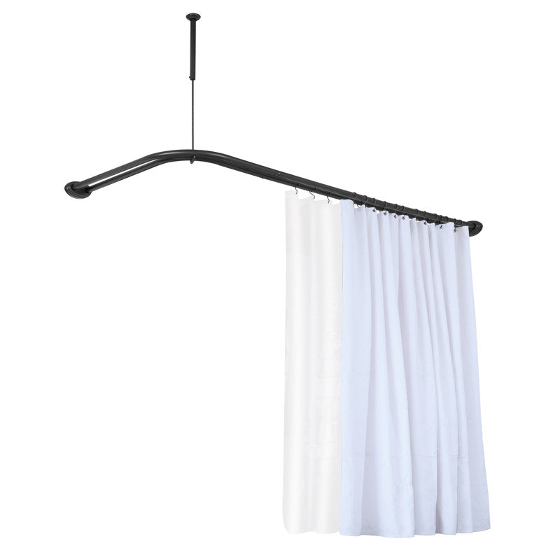 Double L-Shaped Shower Curtain Rod - Rustproof Aluminum Corner Rod