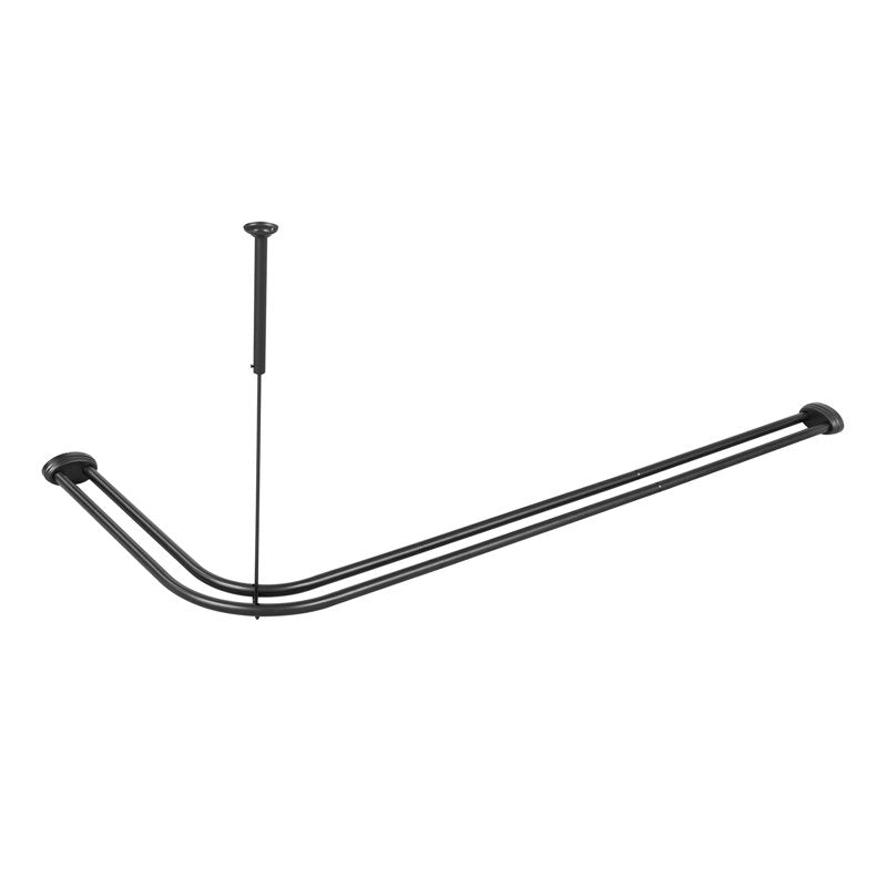 Double L-Shaped Shower Curtain Rod - Rustproof Aluminum Corner Rod