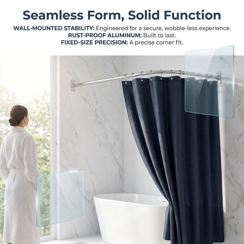 L-Shaped Corner Shower Curtain Rod | Rustproof Aluminum Wall Mount