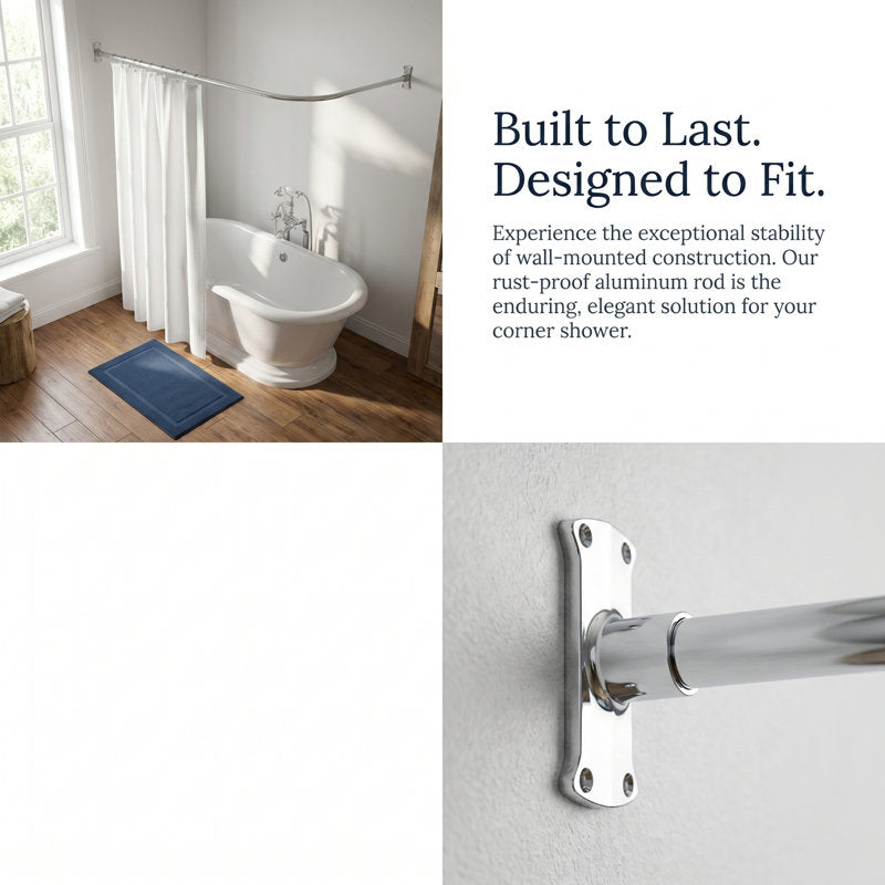 L-Shaped Corner Shower Curtain Rod | Rustproof Aluminum Wall Mount