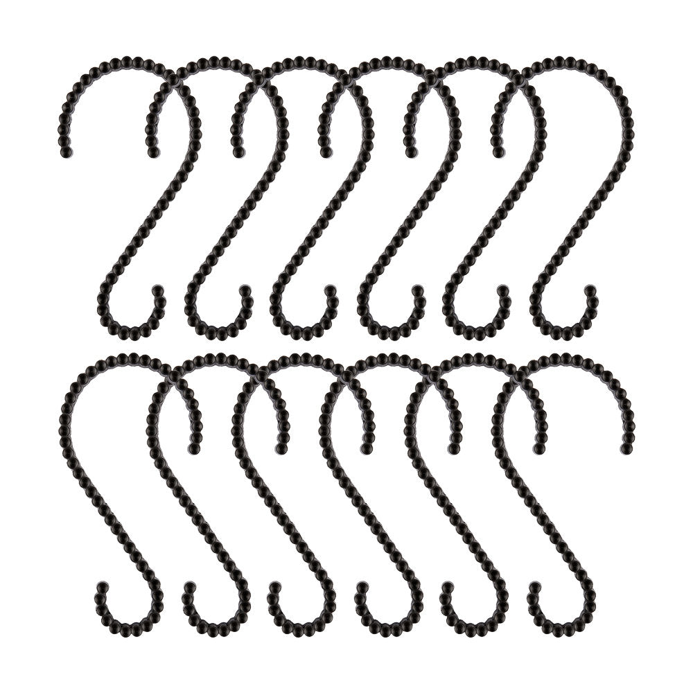 S-Shaped Shower Curtain Hooks - Rust-Proof Zinc Alloy - Set of 12