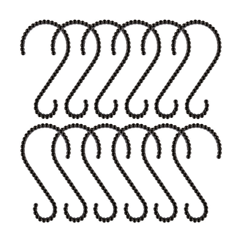 S-Shaped Shower Curtain Hooks - Rust-Proof Zinc Alloy - Set of 12