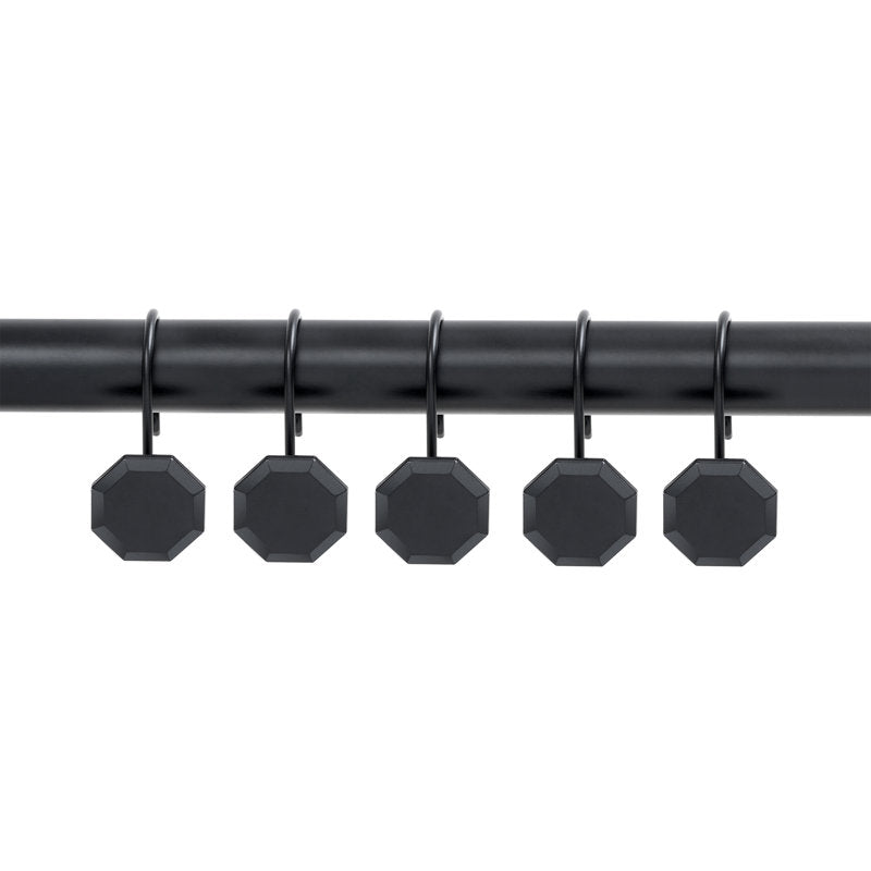 Octagon Shower Curtain Hooks - Rustproof Zinc Alloy Bathroom Set