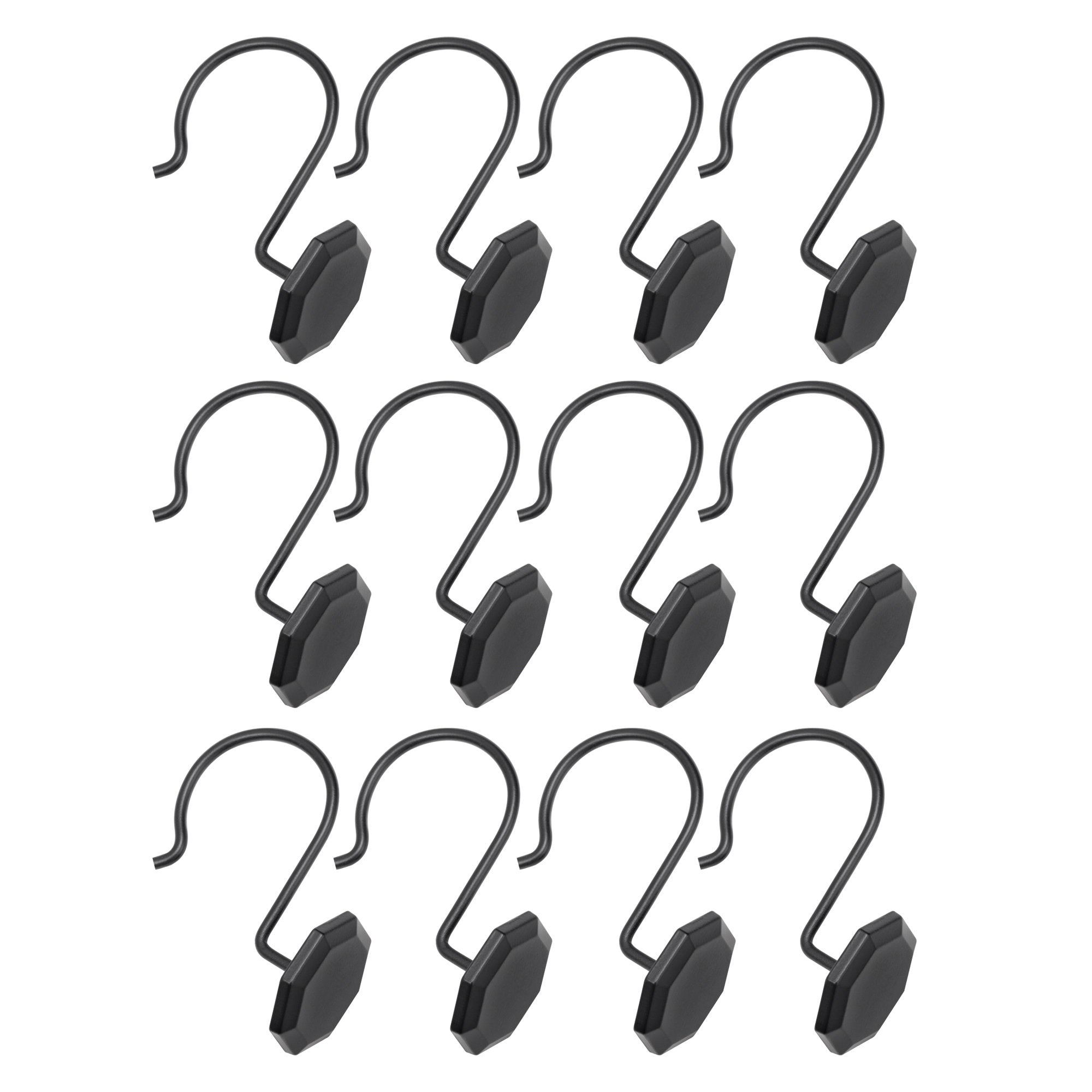 Octagon Shower Curtain Hooks - Rustproof Zinc Alloy Bathroom Set