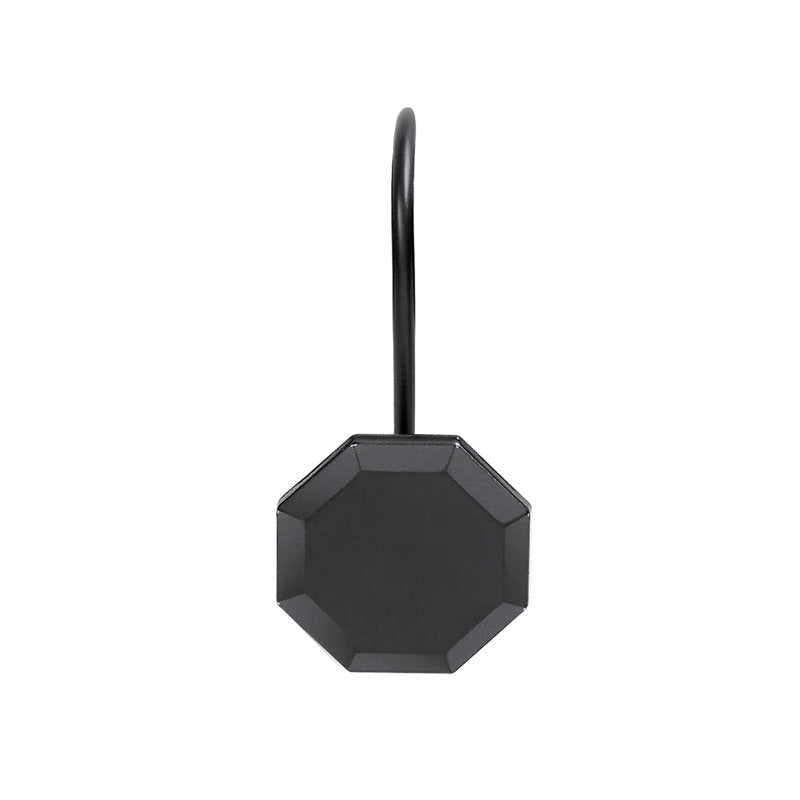 Octagon Shower Curtain Hooks - Rustproof Zinc Alloy Bathroom Set