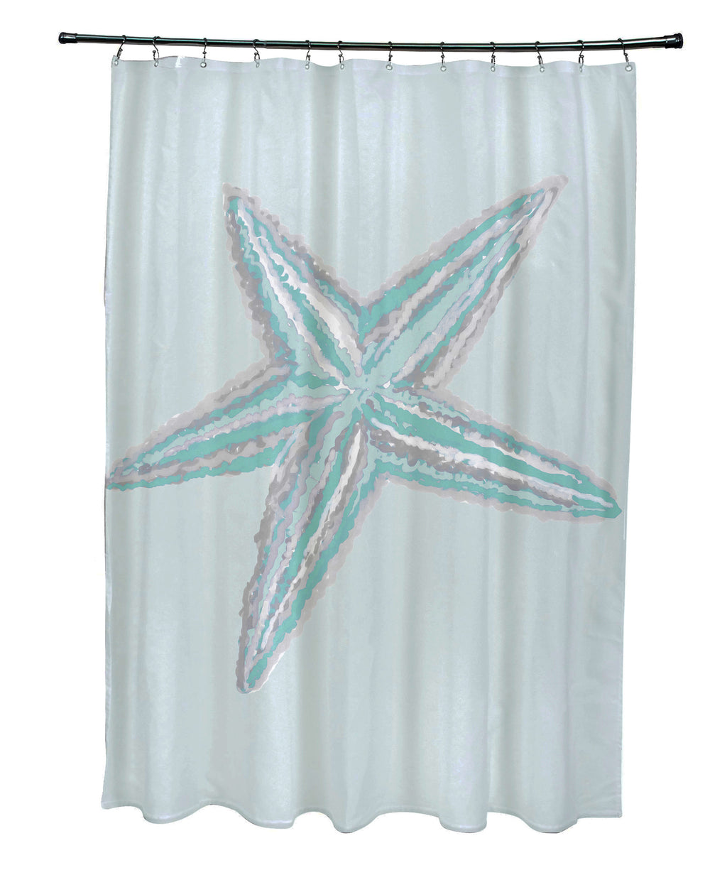 Aqua Floral Shower Curtain - Decorative Fabric Bathroom Accessory