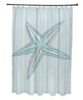 Aqua Floral Shower Curtain - Decorative Fabric Bathroom Accessory