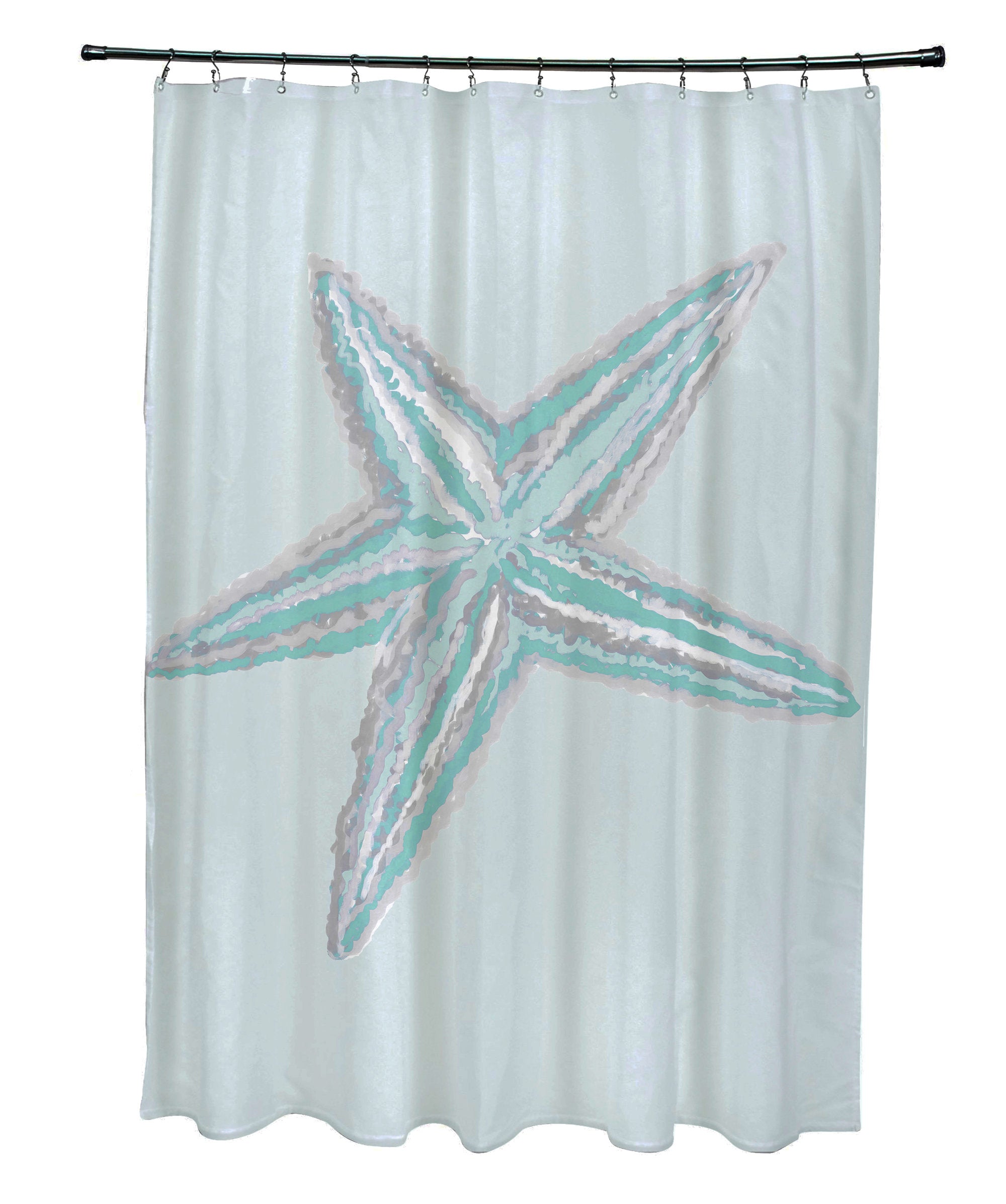 Aqua Floral Shower Curtain - Decorative Fabric Bathroom Accessory
