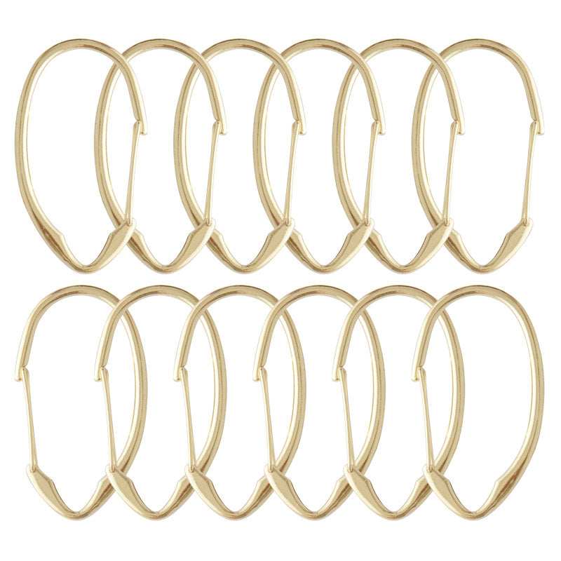 Gold Zinc Alloy Shower Curtain Hooks - Set of 12 Bathroom Rings