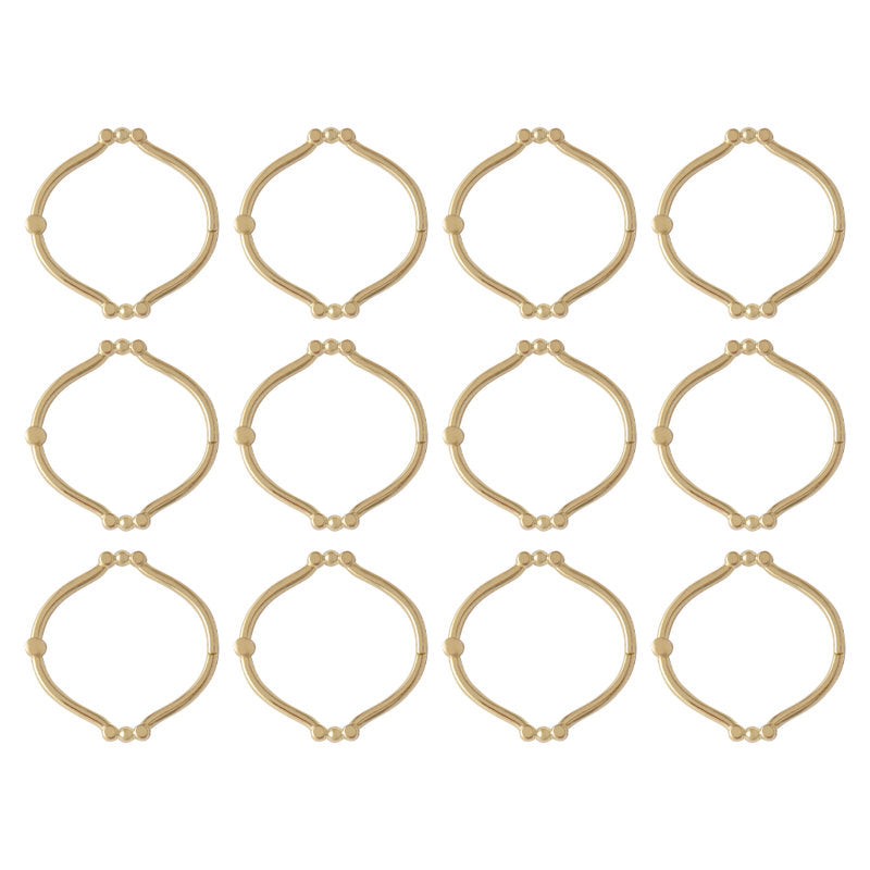 Zinc Shower Curtain Hooks - Rust-Proof Gold Set of 12 for Bathroom