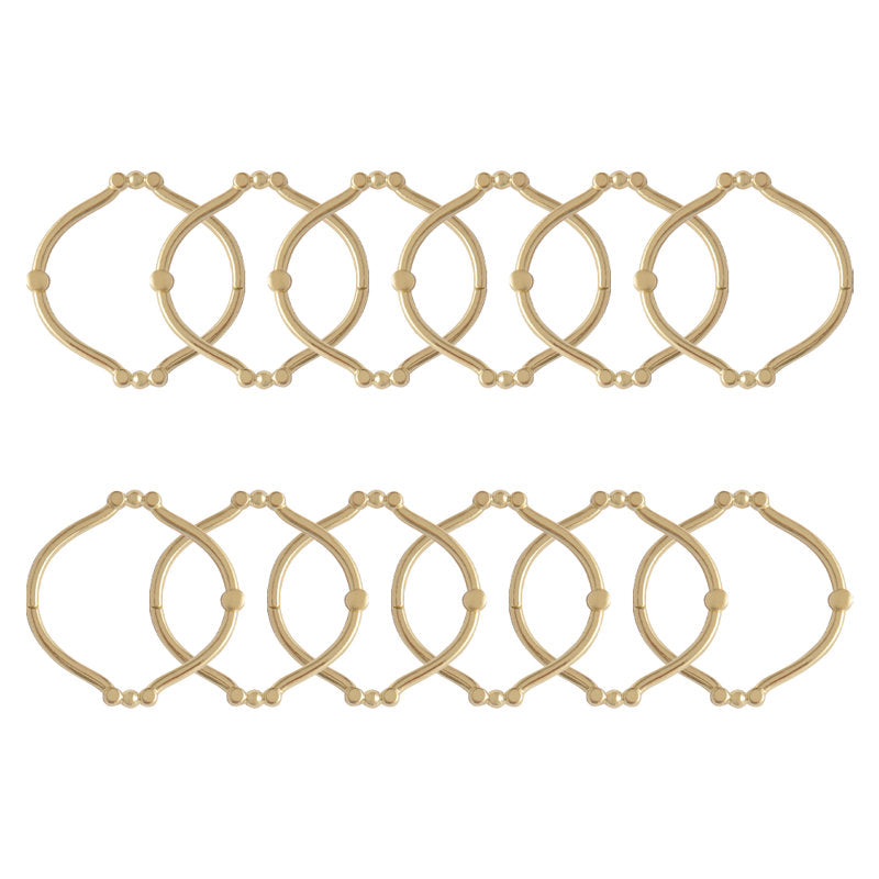 Zinc Shower Curtain Hooks - Rust-Proof Gold Set of 12 for Bathroom