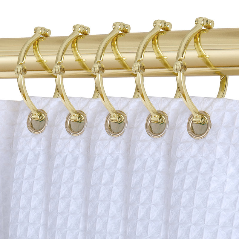 Zinc Shower Curtain Hooks - Rust-Proof Gold Set of 12 for Bathroom