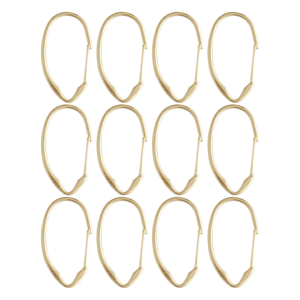 Gold Zinc Alloy Shower Curtain Hooks - Set of 12 Bathroom Rings