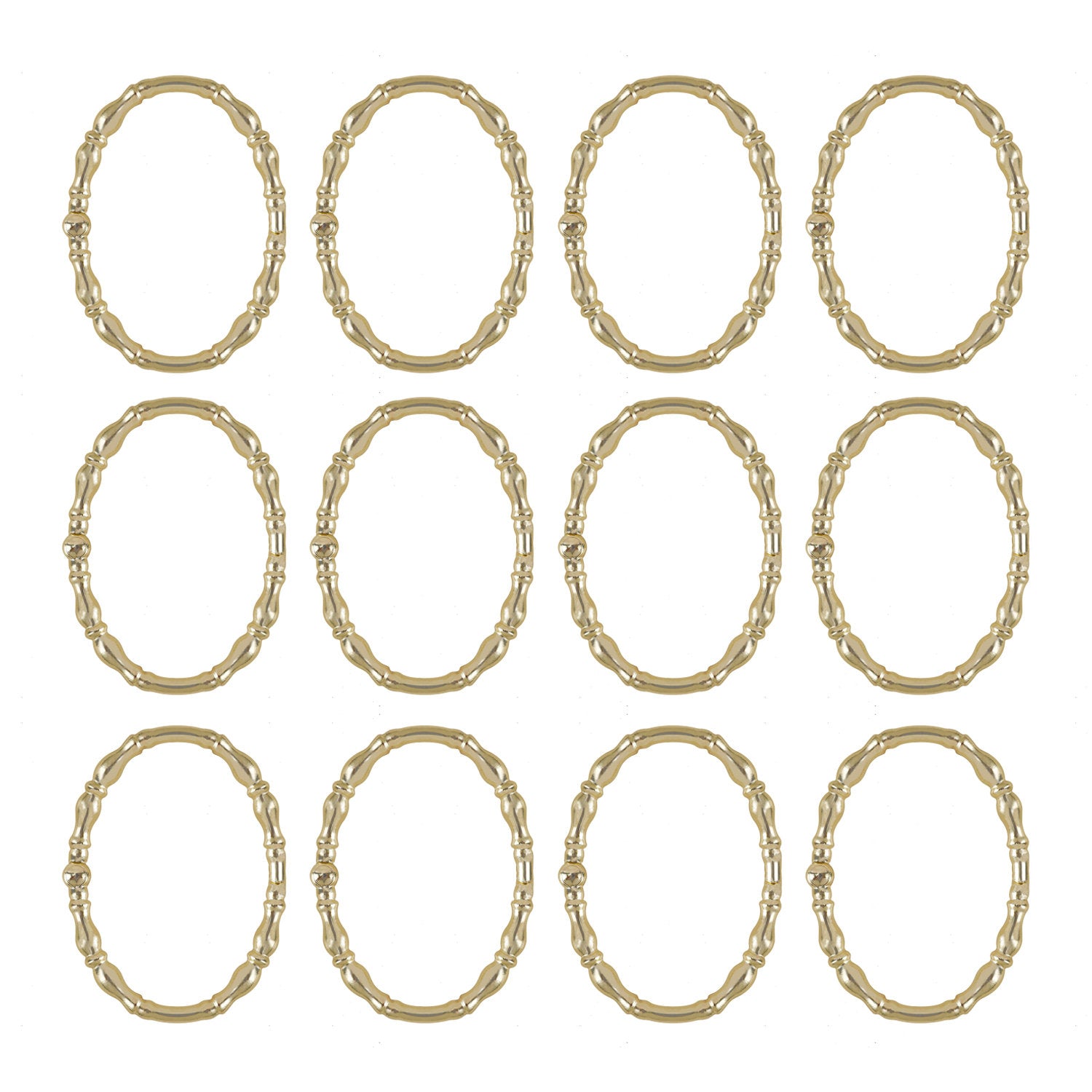 Zinc Alloy Shower Curtain Rings - Rust-Proof Hooks (Set of 12)