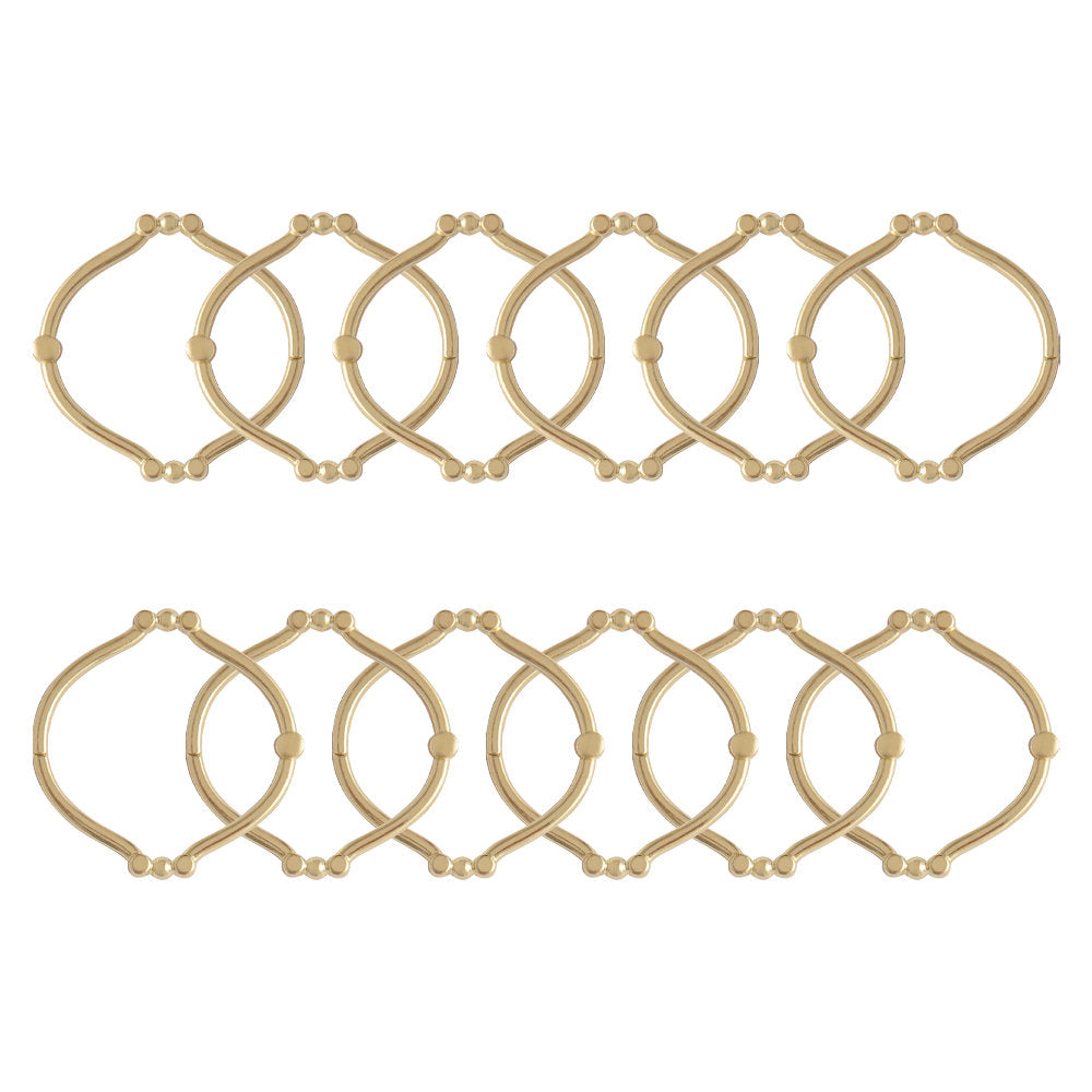 Zinc Shower Curtain Hooks - Rust-Proof Gold Set of 12 for Bathroom