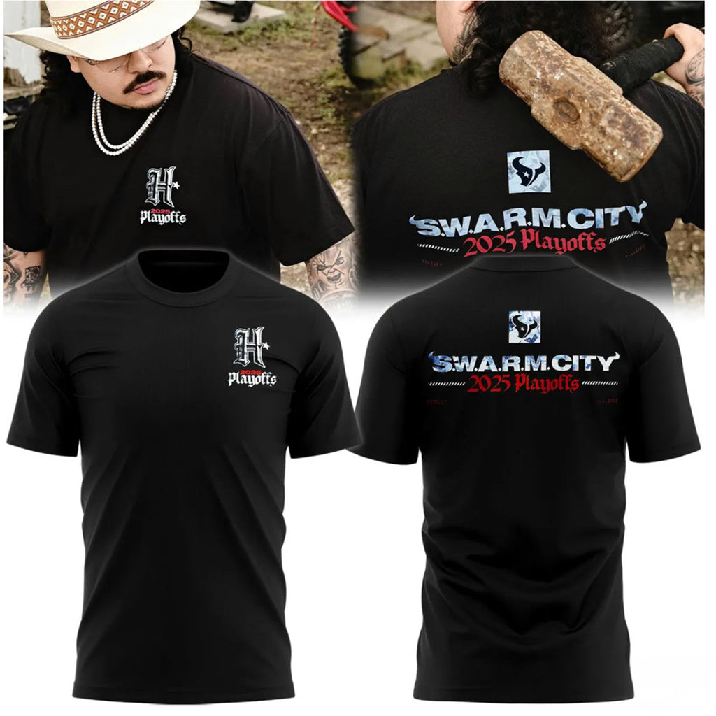 Houston Texans S W A R M City 2025 Playoffs T-Shirt Houston Texans Merch Gift For Football Fans