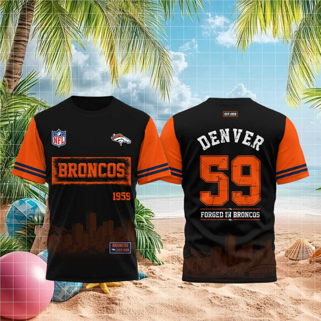 Denver Broncos Est 1959 Skyline T-Shirt Denver Broncos Merch Football Fan Shirt Gift For Him