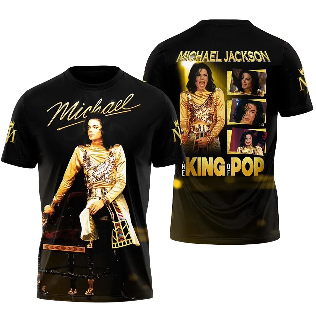Michael Jackson King of Pop Gold Photo T-Shirt Michael Jackson Merch Gifts For Fans