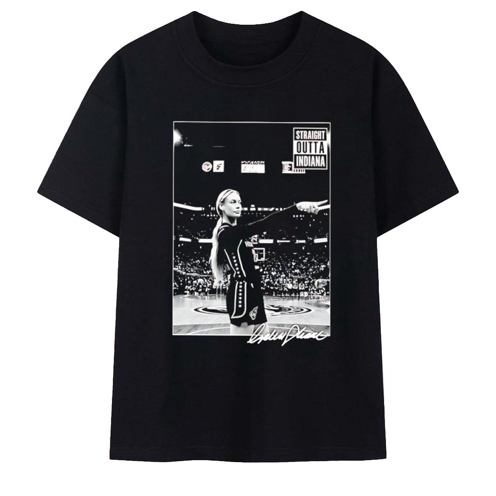 Sophie Cunningham Pointing Shirt Indiana Fever WNBA Straight Outta Indiana T-Shirt Fan Gear