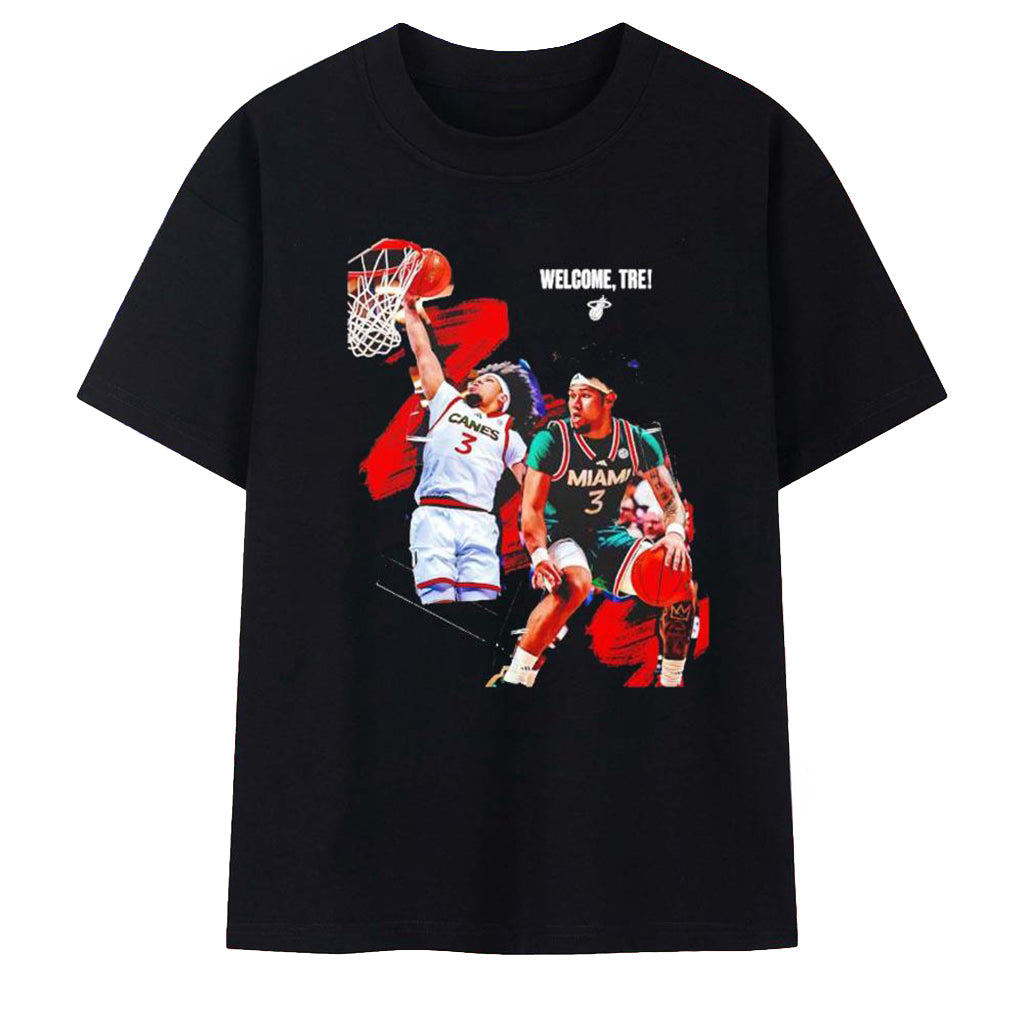 Tre Welcome Miami Hurricanes Collage Basketball T-Shirt Hurricanes Merch Gifts For Fan