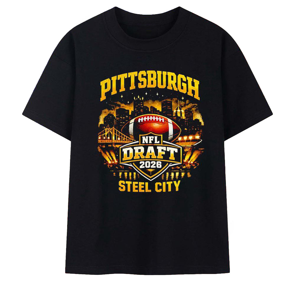 Pittsburgh Draft 2026 Steel City Skyline T-Shirt Football Fan Gift Ideas