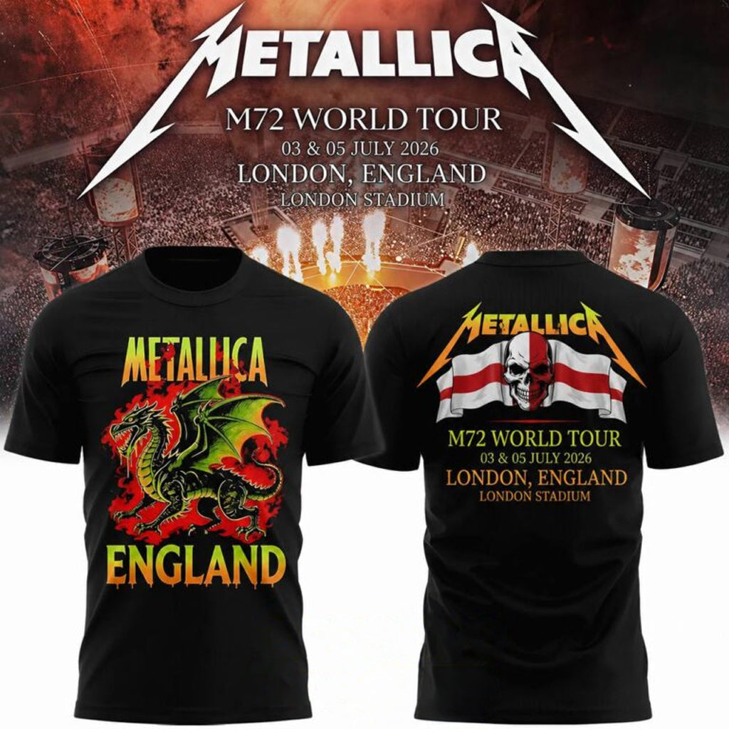 Metallica 2026 M72 World Tour London England Special T-Shirt Metallica Merch Fan Gifts