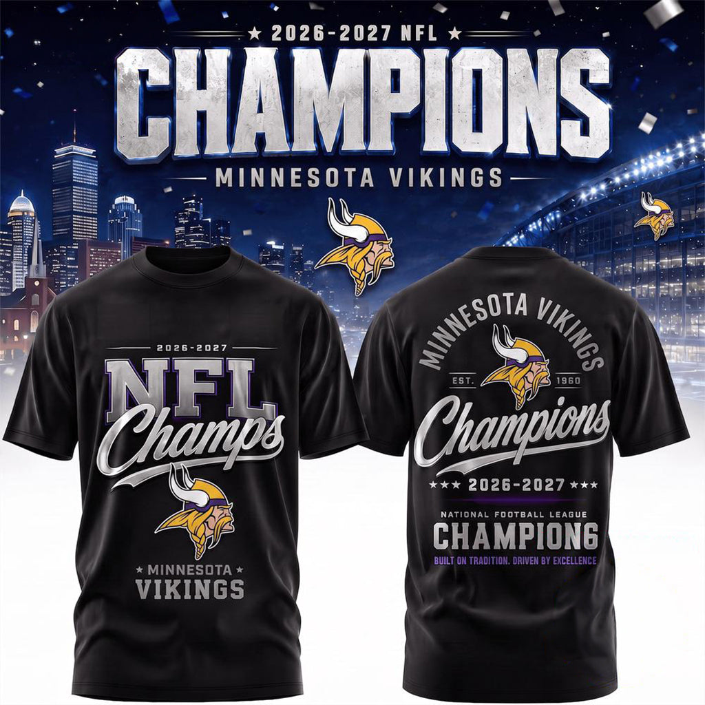 Minnesota Vikings 2026 2027 Champions T-Shirt Minnesota Vikings Merch Football Fan Apparel