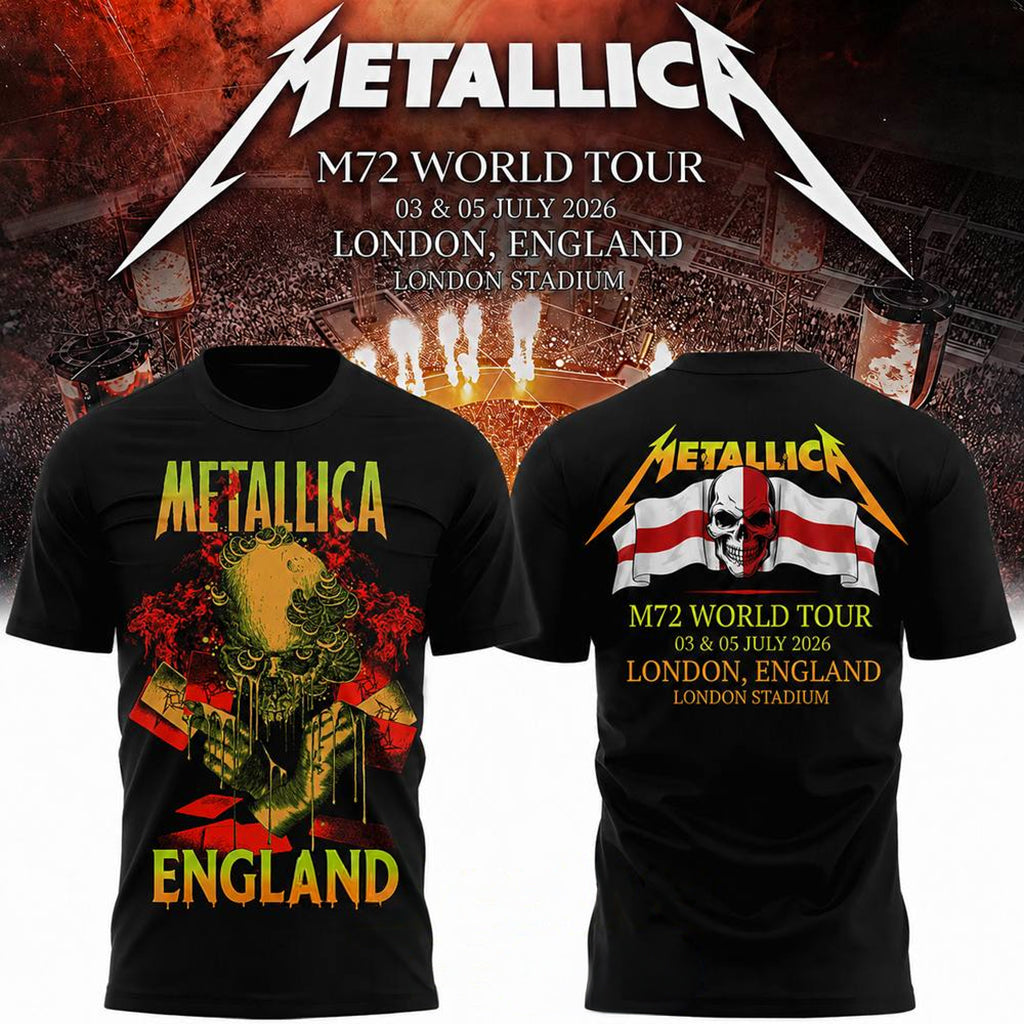 Metallica 2026 M72 World Tour London England T-Shirt Metallica Merch Gifts For Music Fans