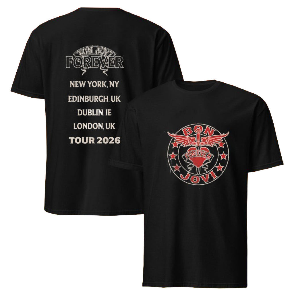 Bon Jovi Forever New York NY Edinburgh UK Dublin Ie London UK Tour 2026 T-Shirt Bon Jovi Merch