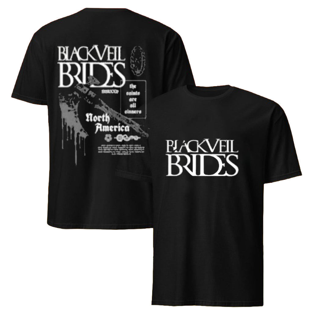 Black Veil Brides North America Axe Blood Tour T-Shirt Black Veil Brides Merch Rock Fan Gear