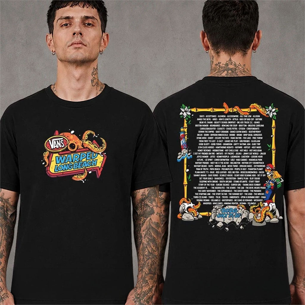 Vans Warped Tour 2026 Long Beach CA July 25 2026 Merch Lineup T-Shirt Present For Fans