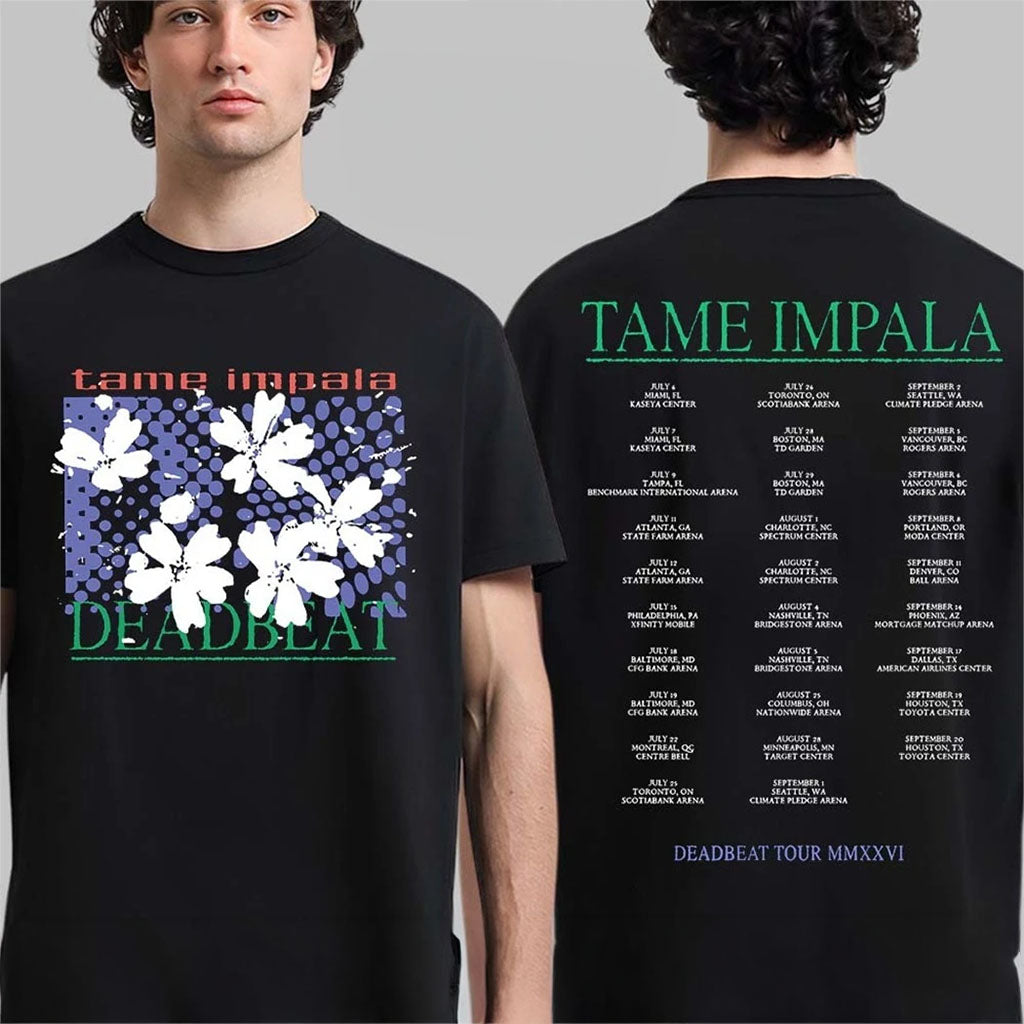 Tame Impala With DJO Deadbeat Tour 2026 Merch Flower T-Shirt Gift For Music Fans