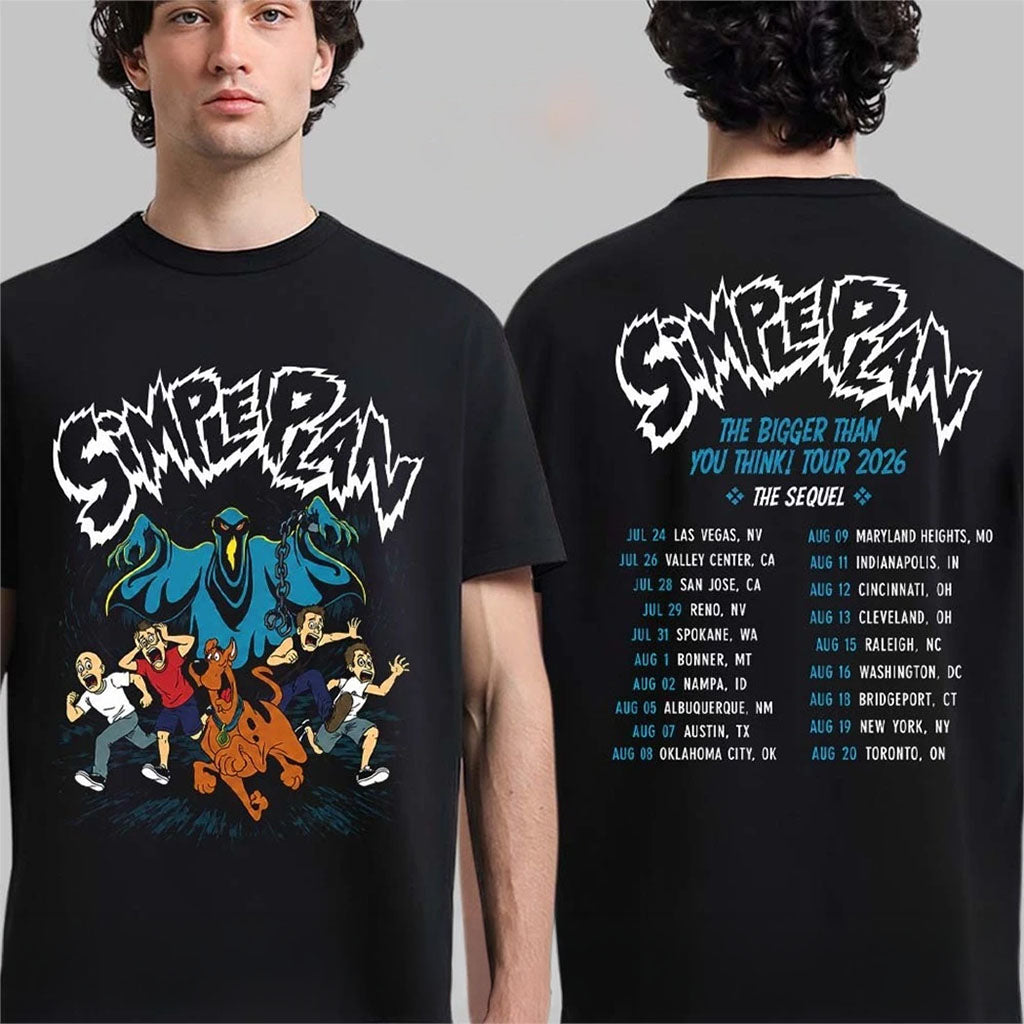 Simple Plan The Bigger Than You Think Tour 2026 The Sequel Merch Scooby Doo Ghost Chasing Shirt