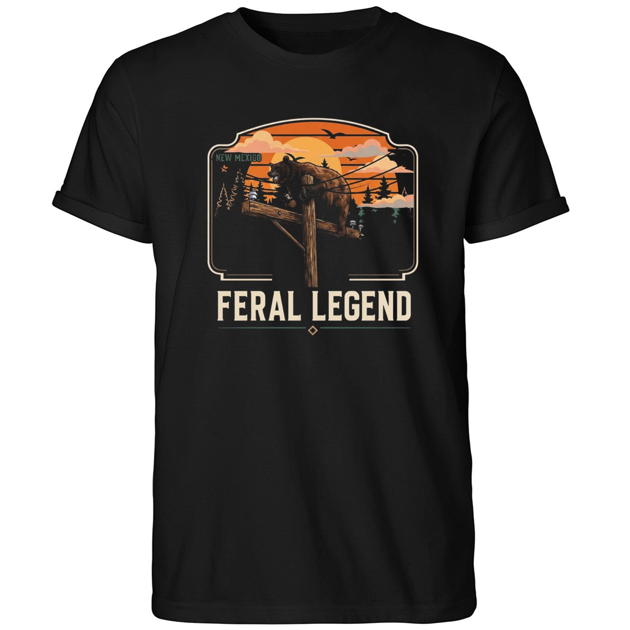 Feral Legend New Mexico Bear Climbs Light Pole Shirt Funny Bear T-Shirt BFF Gifts