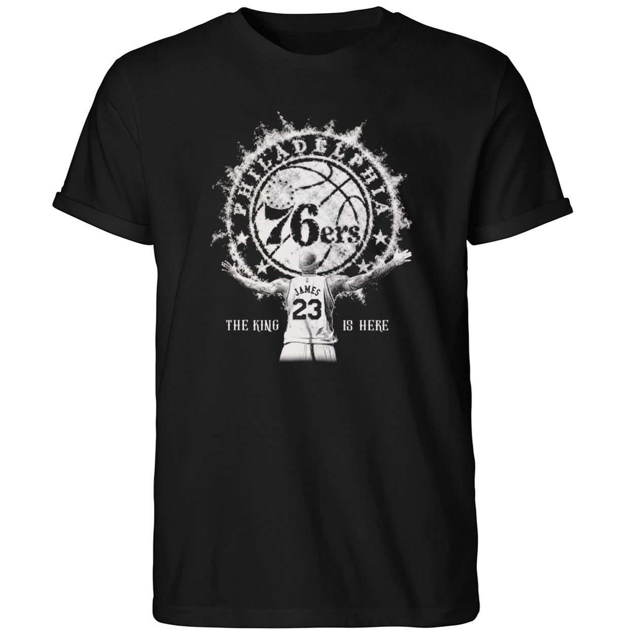 James Philadelphia 76ers The King Is Here Shirt 76ers Merch Basketball Fan Gift Ideas