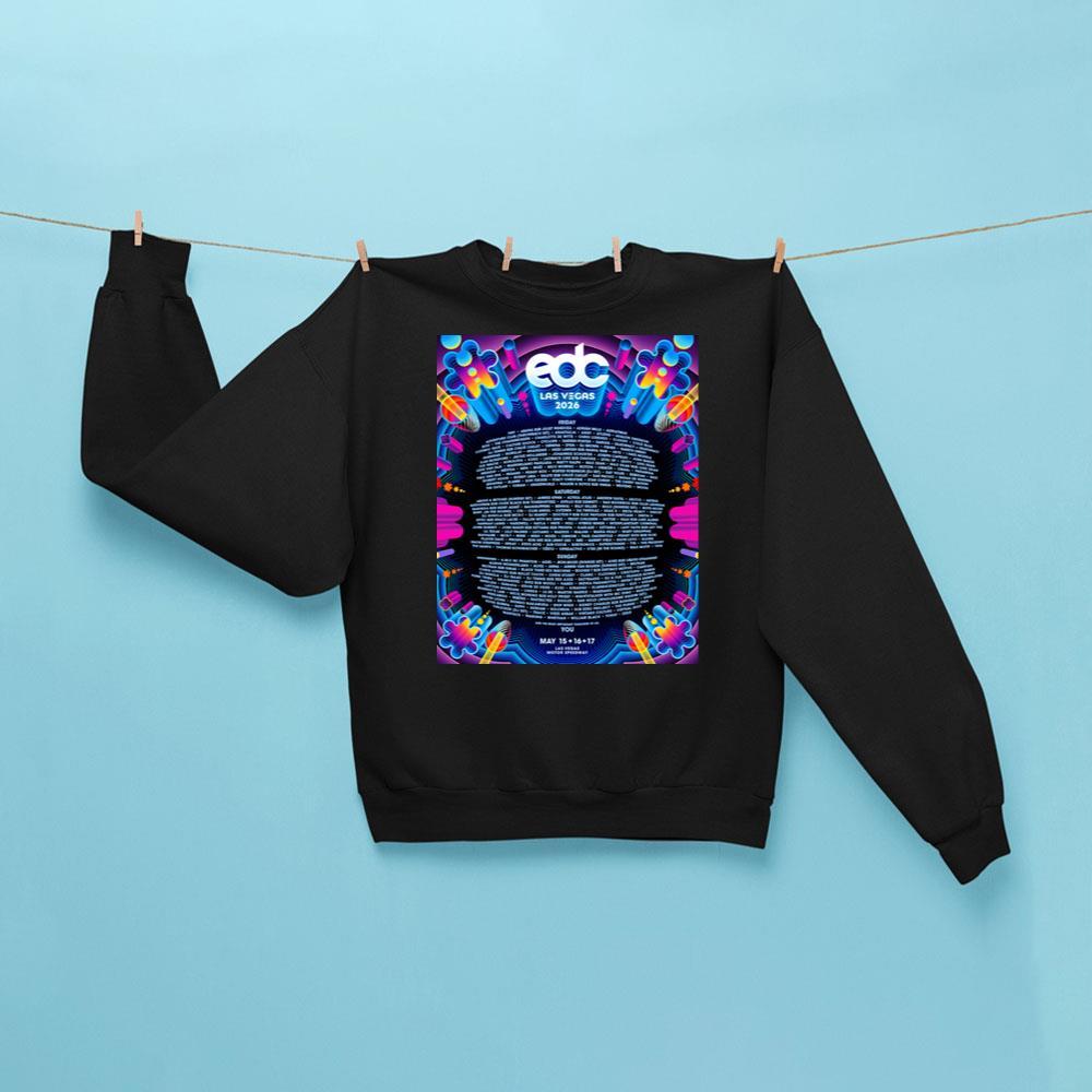 EDC Las Vegas 2026 Sweatshirt Black Electric Daisy Carnival Merch Best Gifts For Music Lovers