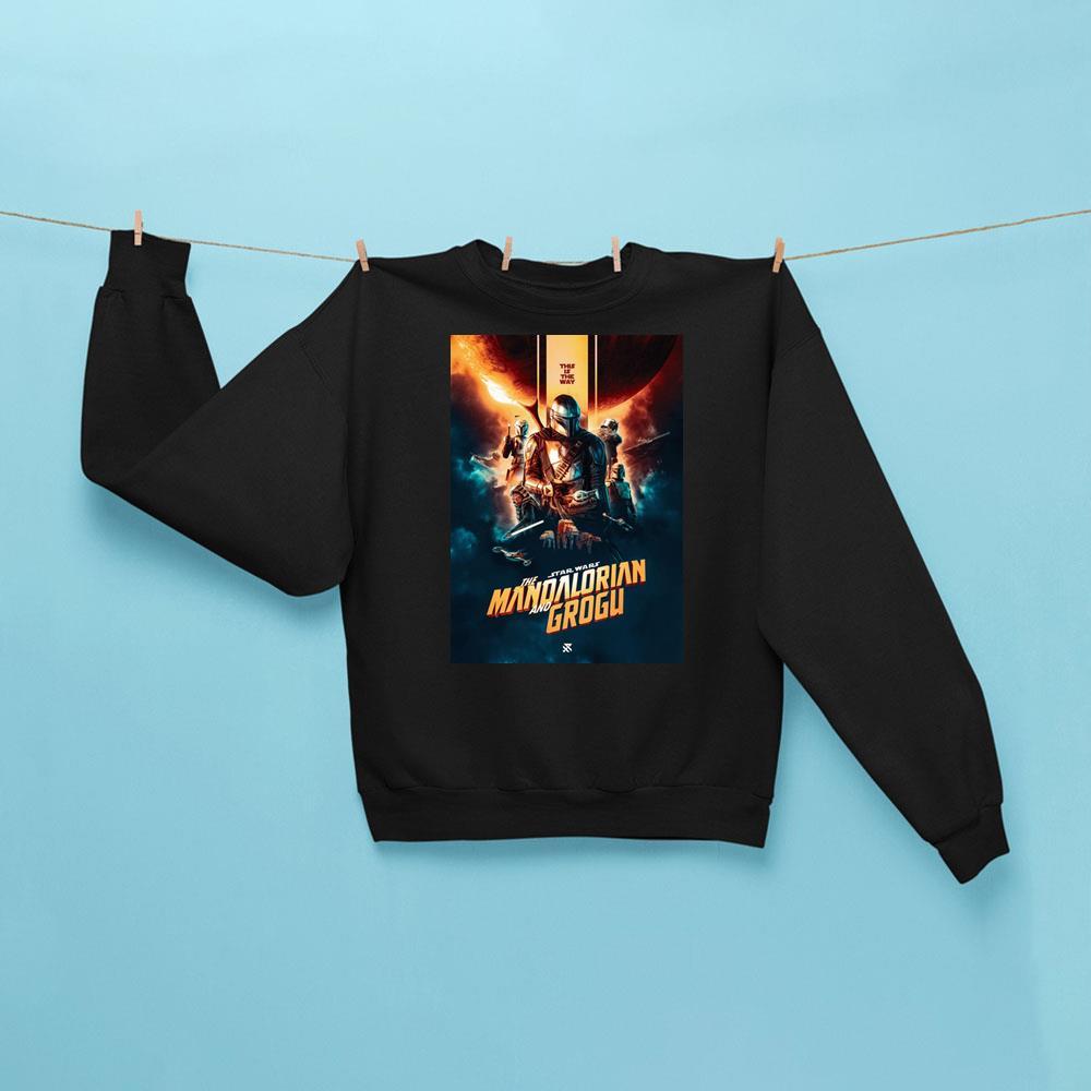 Star Wars Merch The Mandalorian And Grogu Sweatshirt Black Gifts For Movie Lovers
