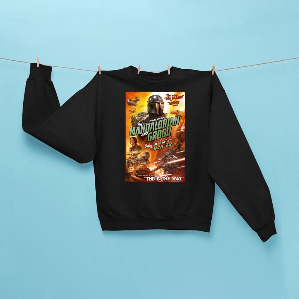 The Mandalorian And Grogu Sweatshirt Black Star Wars Merch Gifts For Movie Lovers