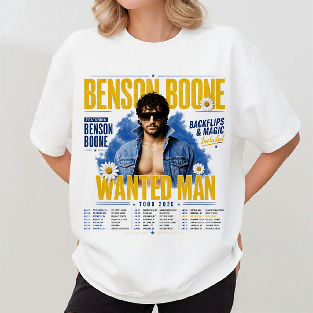 Benson Boone Wanted Man Tour 2026 Retro T-Shirt Benson Boone Merch Music Fan Gifts Ideas