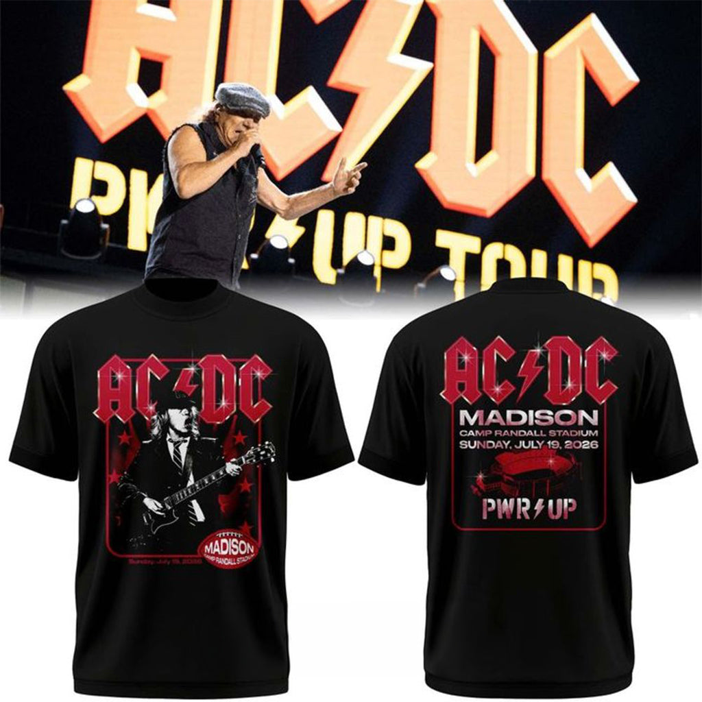Wisconsin Badgers x Madison ACDC Power Up Tour 2026 Shirt ACDC x Wisconsin Badgers Merch