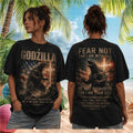 Godzilla Christian Bible Verse Cross American Flag Faith Shirt Godzilla Merch Gift For Fans
