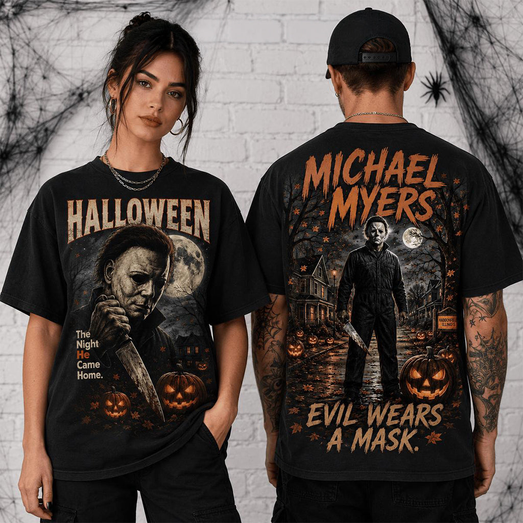 Halloween Michael Myers Evil Wears A Mask T-Shirt 2026 Halloween Movie Merch Horror Fan Gifts