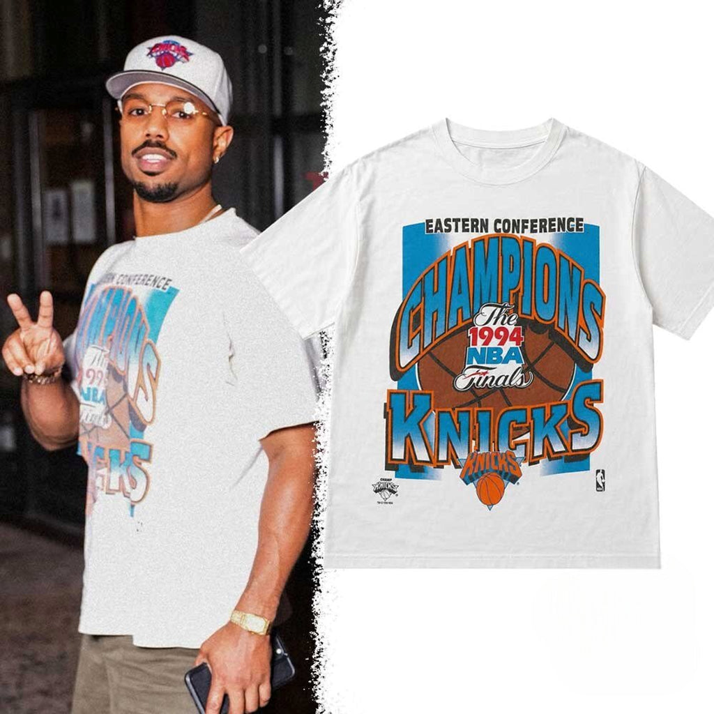 Michael B Jordan At Jay Z X Yankees Stadium 1994 New York Knicks Finals Shirt Knicks Merch