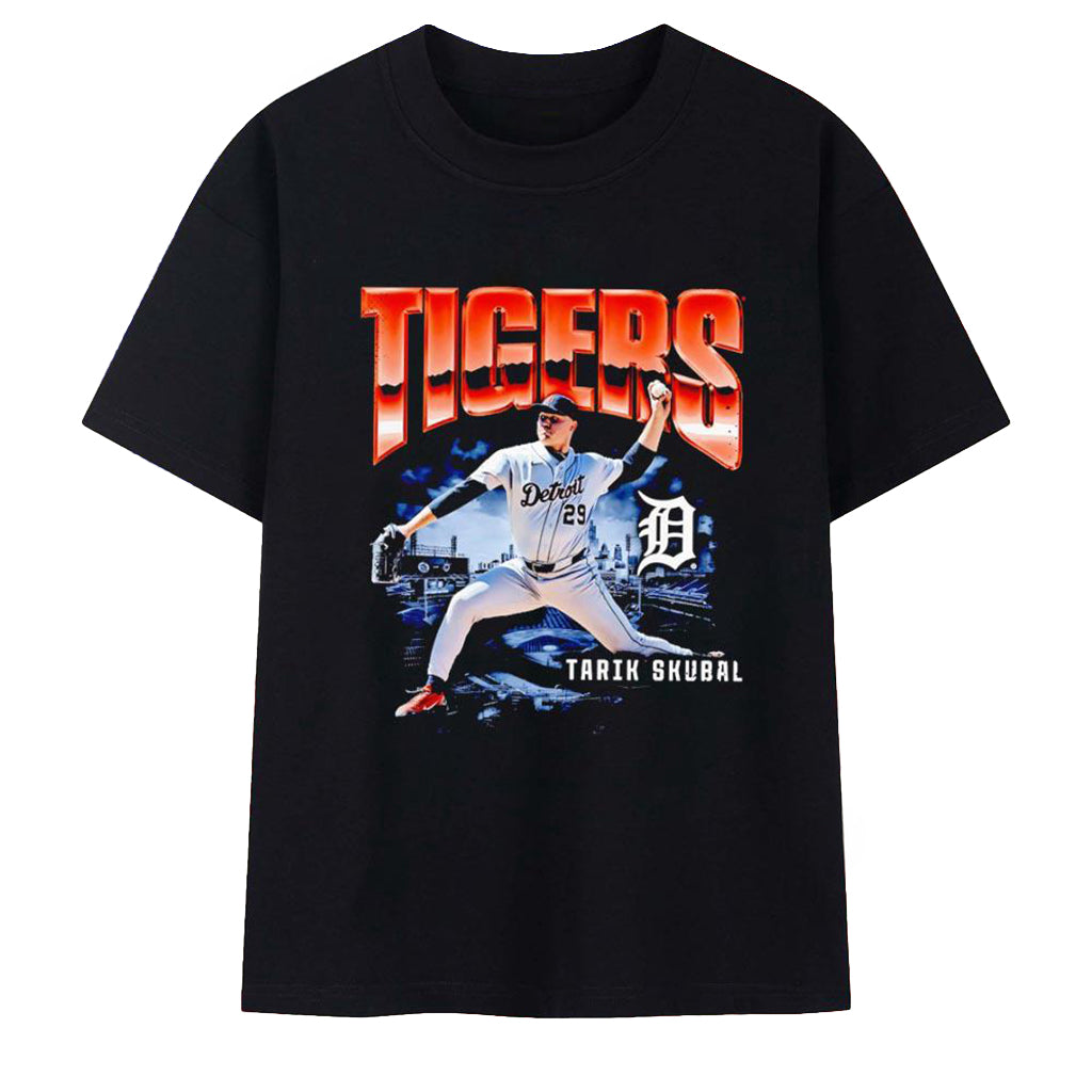 Tarik Skubal Detroit Tigers 29 Player Portrait T-Shirt Tarik Skubal Merch Gifts For Fans