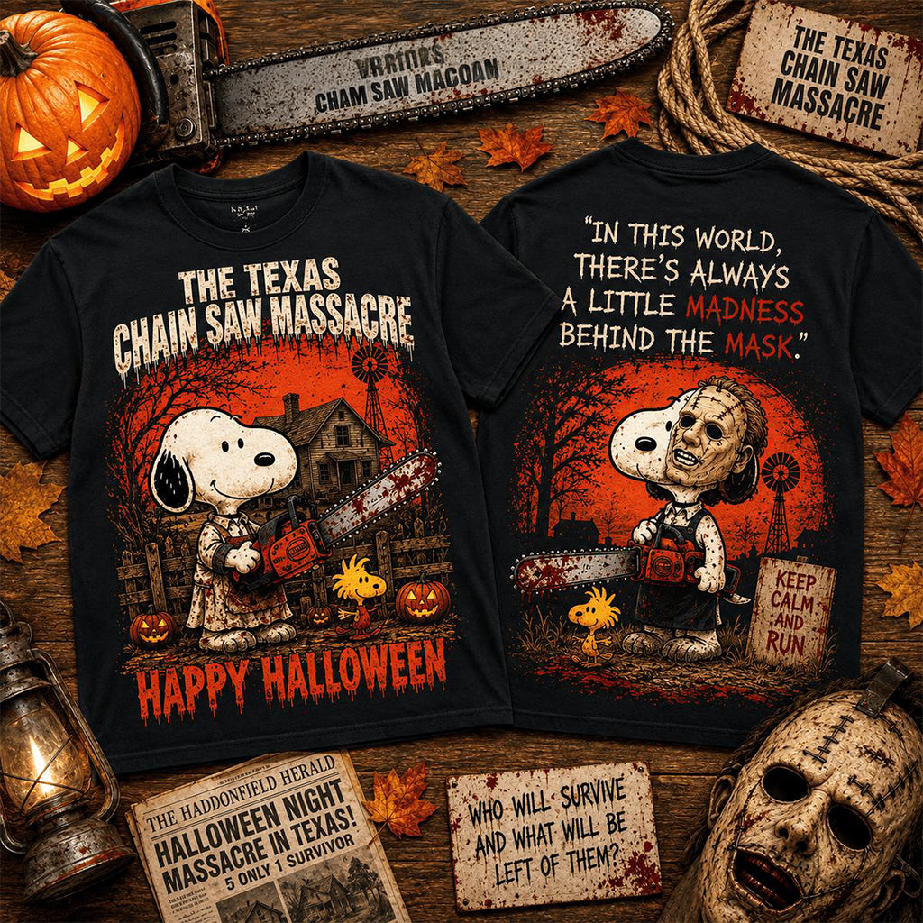 Snoopy The Texas Chainsaw Massacre Happy Halloween T-Shirt Snoopy Merch Halloween Gifts