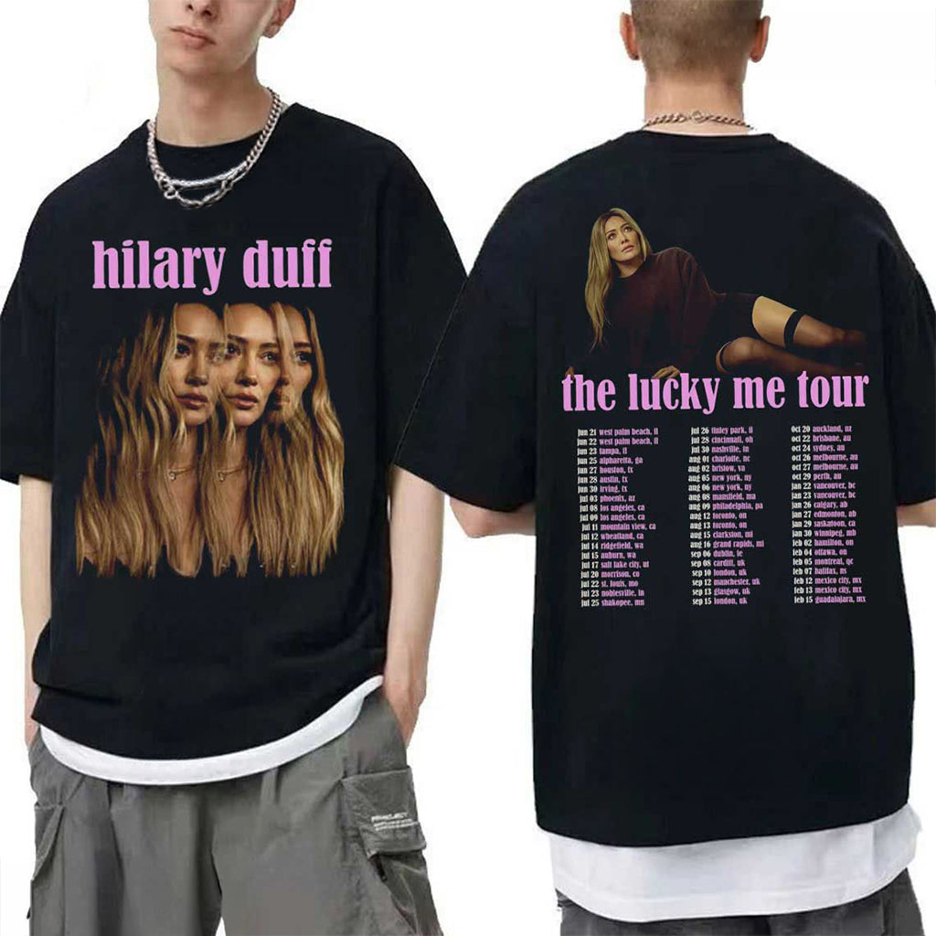 Hilary Duff Lucky Me Tour 2026 T-Shirt Black Hilary Duff Merch Gifts For Music Lovers