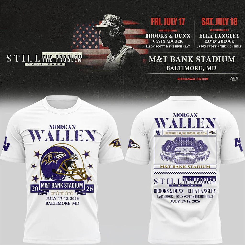 Baltimore Ravens X Morgan Wallen Merch Still The Problem Tour 2026 T-Shirt MW Concert Merch_