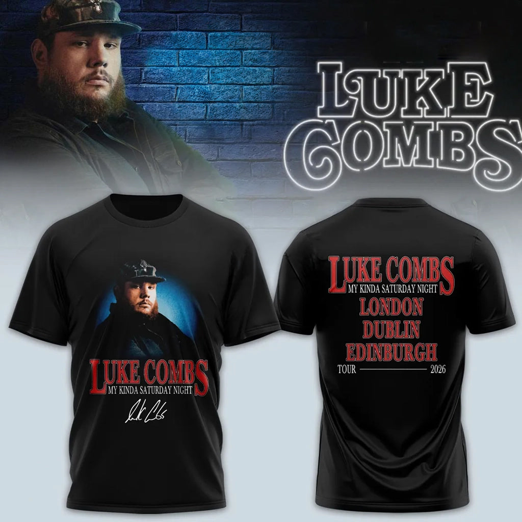 Luke Combs My Kinda Saturday Night Tour 2026 Black T-Shirt Luke Combs Merch Fans Gifts