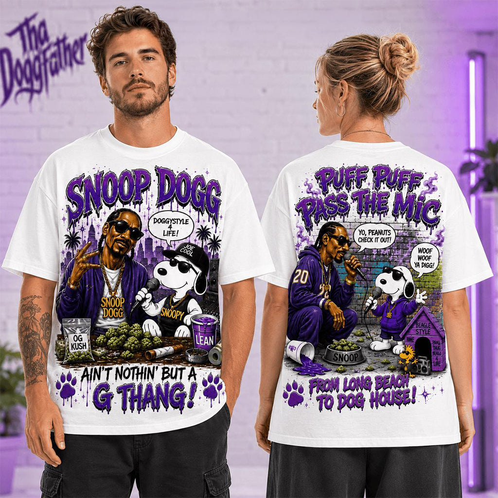 Snoop Dogg x Snoopy Puff Puff Pass The Mic T-Shirt Snoop Dogg Merch Gifts For Rapper Fan