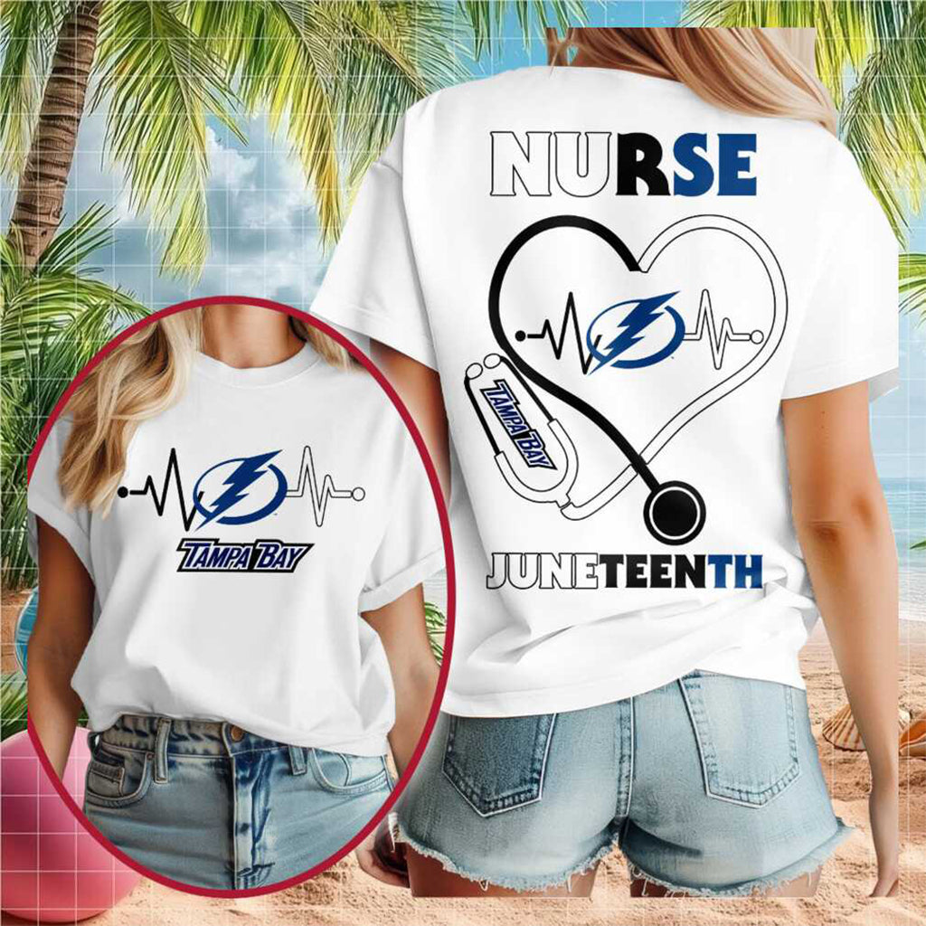 Tampa Bay Lightning Nurse Juneteenth 2026 Heart Stethoscope Shirt Tampa Bay Hockey Merch